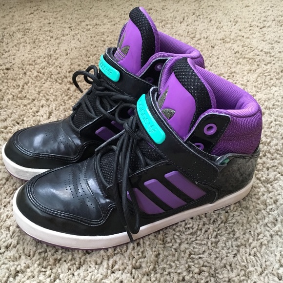 black and purple adidas shoes